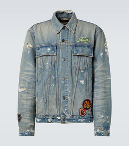 Amiri Vintage Pegasus distressed denim jacket