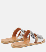 Ancient Greek Sandals Apteros fish scale-effect metallic leather sandals