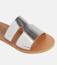 Ancient Greek Sandals Apteros fish scale-effect metallic leather sandals
