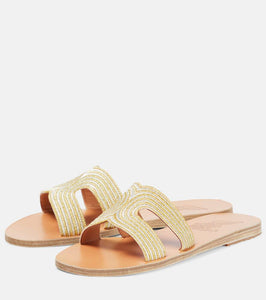 Ancient Greek Sandals Kentima striped metallic sandals