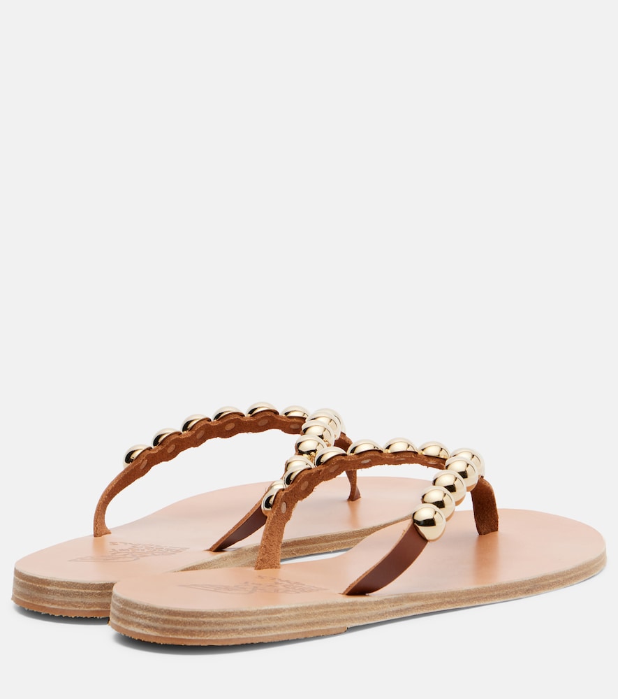 Ancient Greek Sandals Endoxi studded leather thong sandals - Brown Flat Sandals