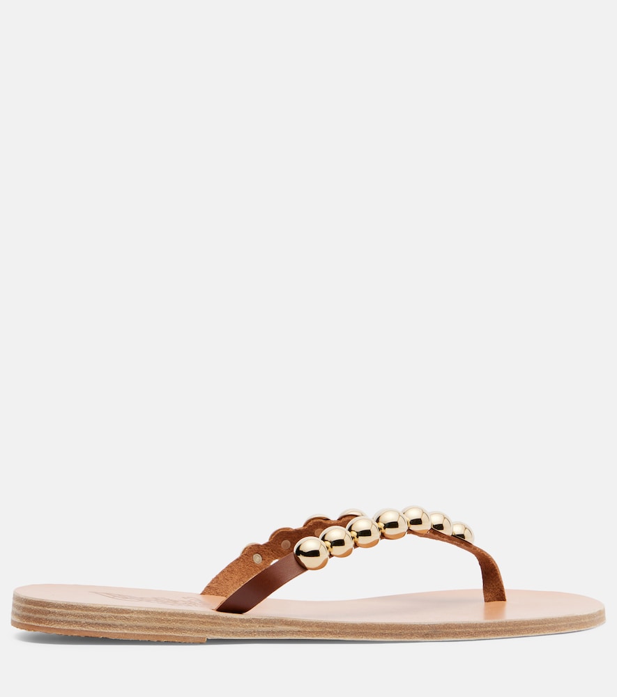 Ancient Greek Sandals Endoxi studded leather thong sandals - Brown Flat Sandals