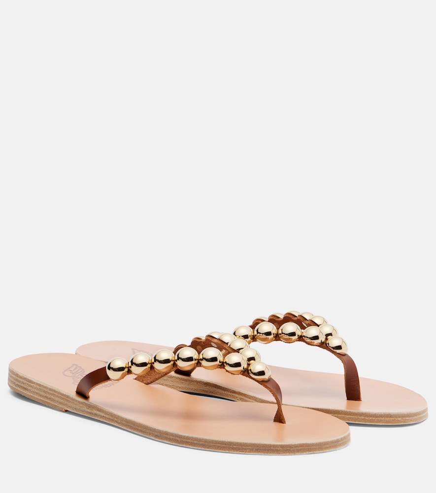 Ancient Greek Sandals Endoxi studded leather thong sandals - Brown Flat Sandals