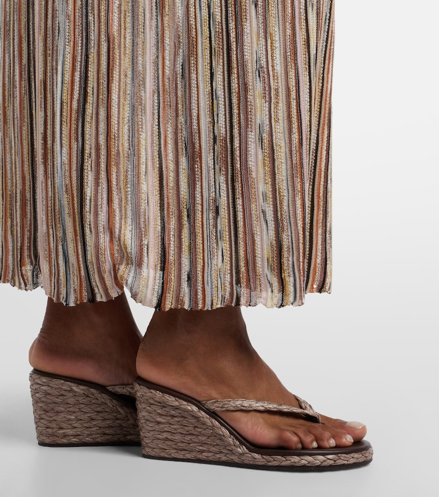 Ancient Greek Sandals Etheria raffia wedge thong sandals in Brown - Mid Heel Sandals
