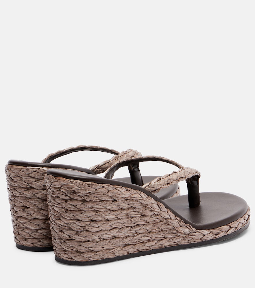 Ancient Greek Sandals Etheria raffia wedge thong sandals in Brown - Mid Heel Sandals