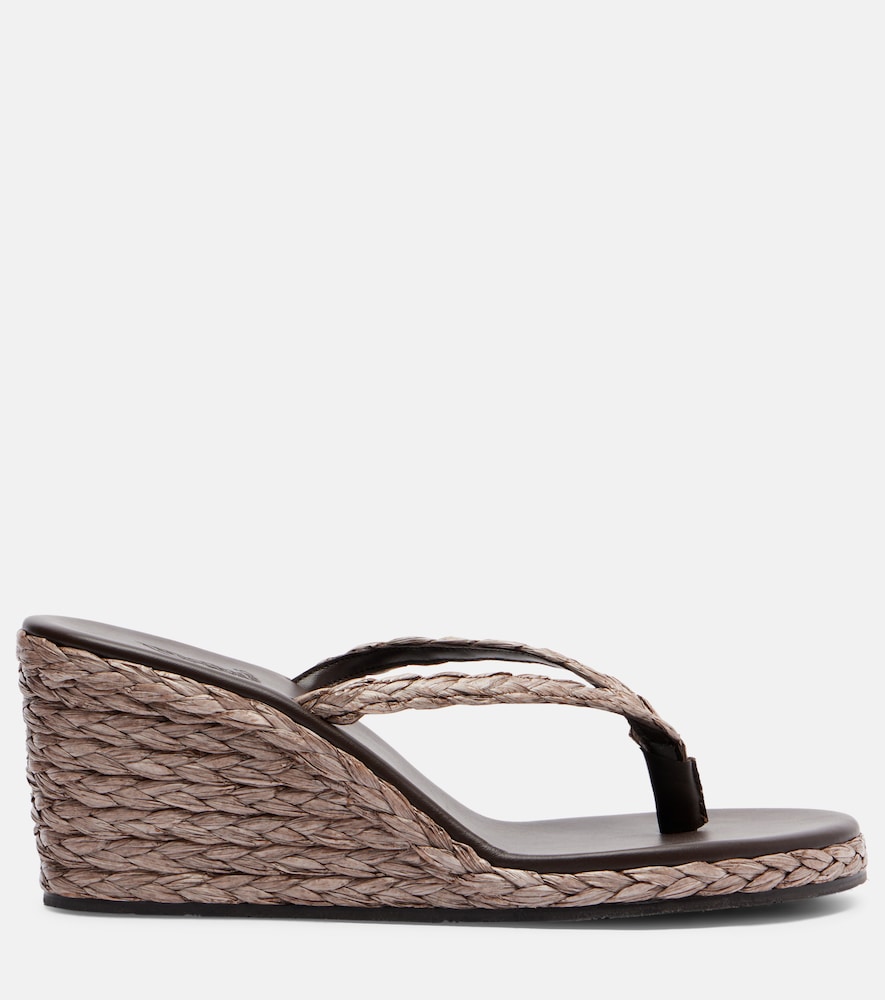 Ancient Greek Sandals Etheria raffia wedge thong sandals in Brown - Mid Heel Sandals