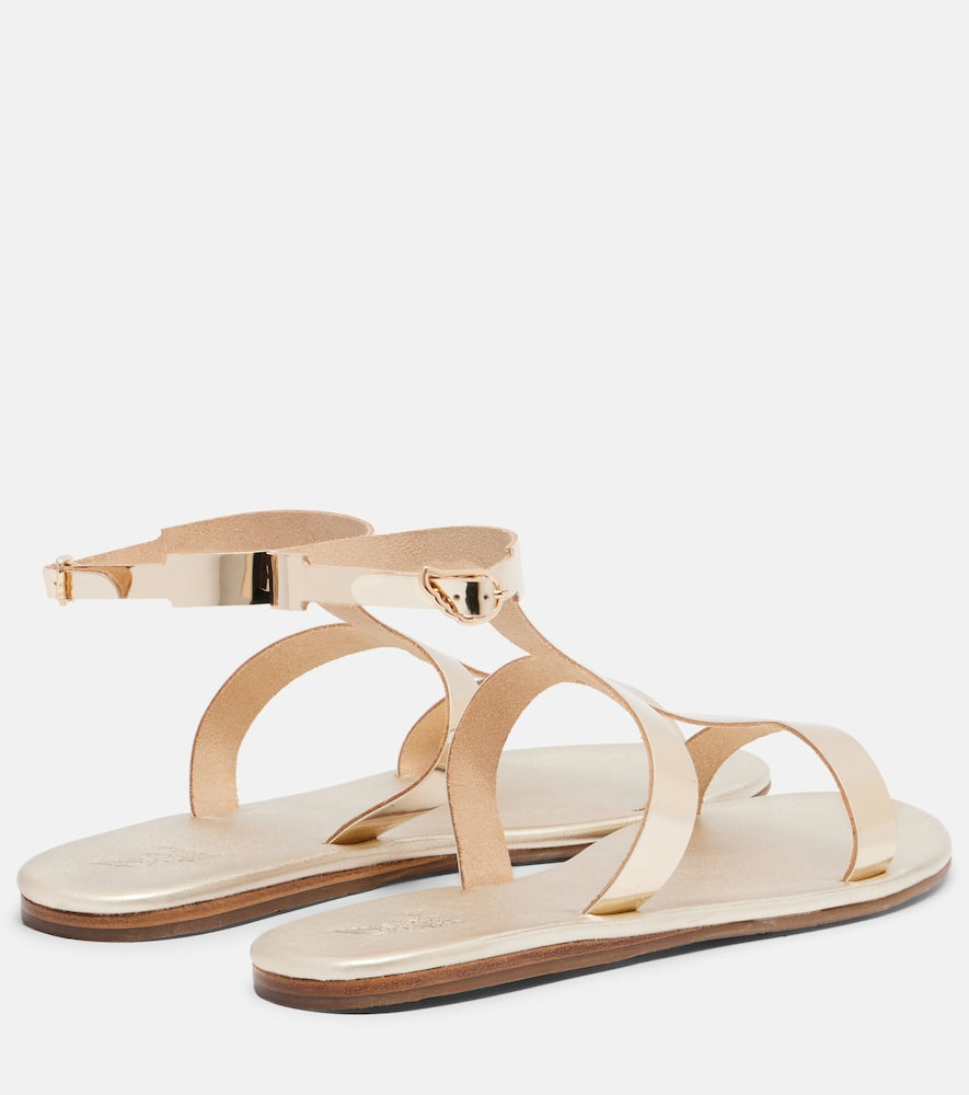 Ancient Greek Sandals Fedra metallic leather gladiator sandals (Gold) - Flat Sandals