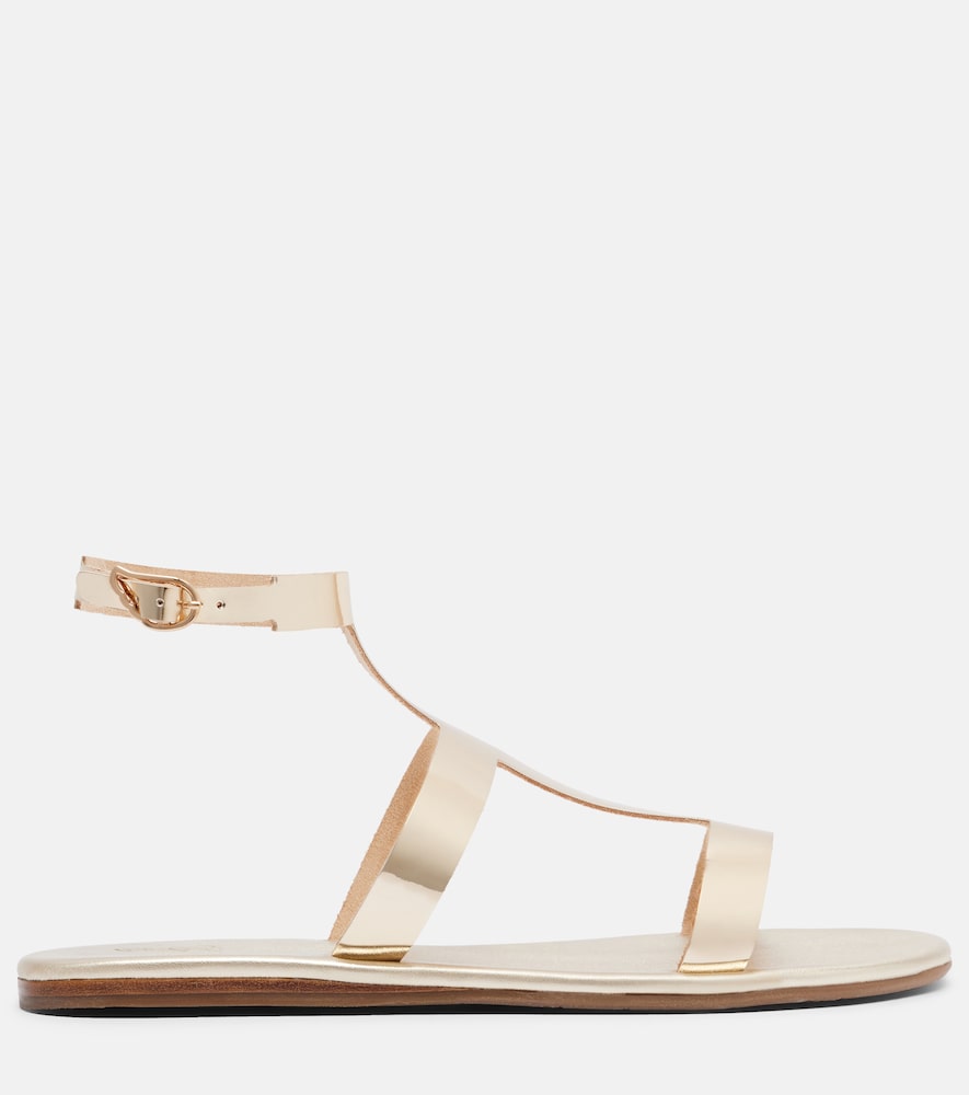 Ancient Greek Sandals Fedra metallic leather gladiator sandals (Gold) - Flat Sandals