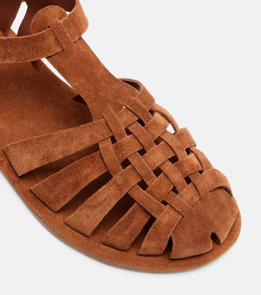 Ancient Greek Sandals Karina suede fisherman sandals (Brown) - Flat Sandals