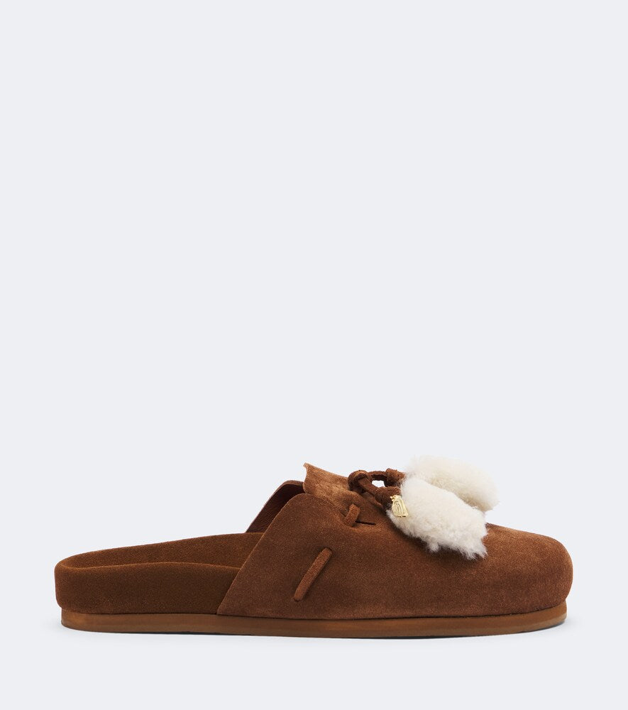 Ancient Greek Sandals Lasi shearling-trimmed suede mules - Brown Mules