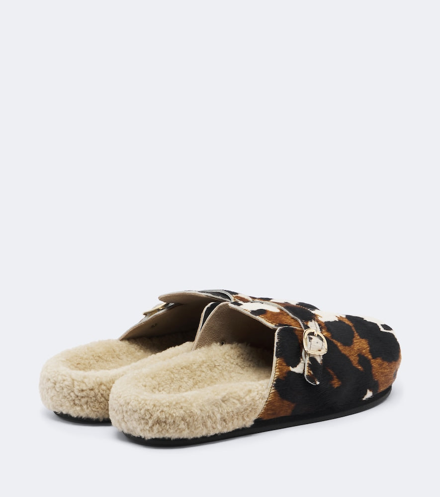 Ancient Greek Sandals Vasilitsa shearling-trimmed calf hair clogs - Brown Mules