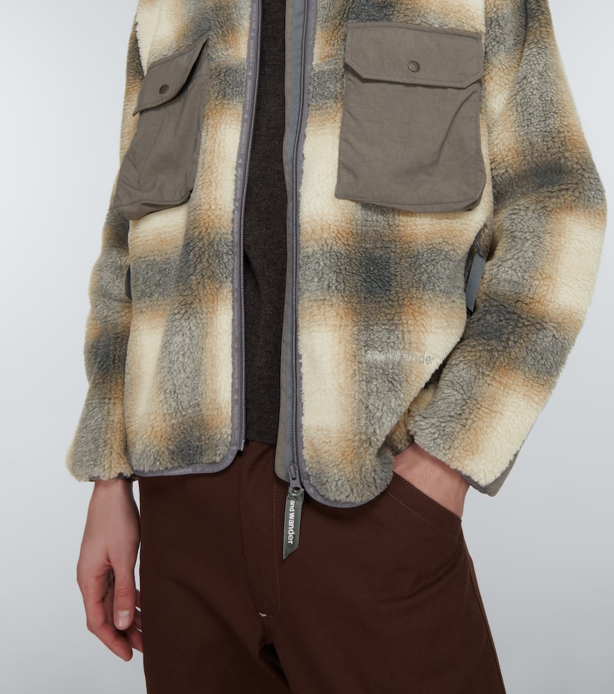 And Wander Checked fleece jacket