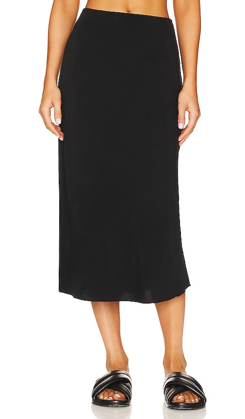 Anemos Rey Bias Cut Midi Skirt in Black - Anemos Rey - Jupe mi-longue coupée en biais en noir - Anemos Rey 黑色斜裁中长半身裙 - Anemos Rey Schräg geschnittener Midirock in Schwarz - Anemos Rey 바이어스 컷 미디 스커트 - Gonna longuette Anemos Rey con taglio in sbieco in nero