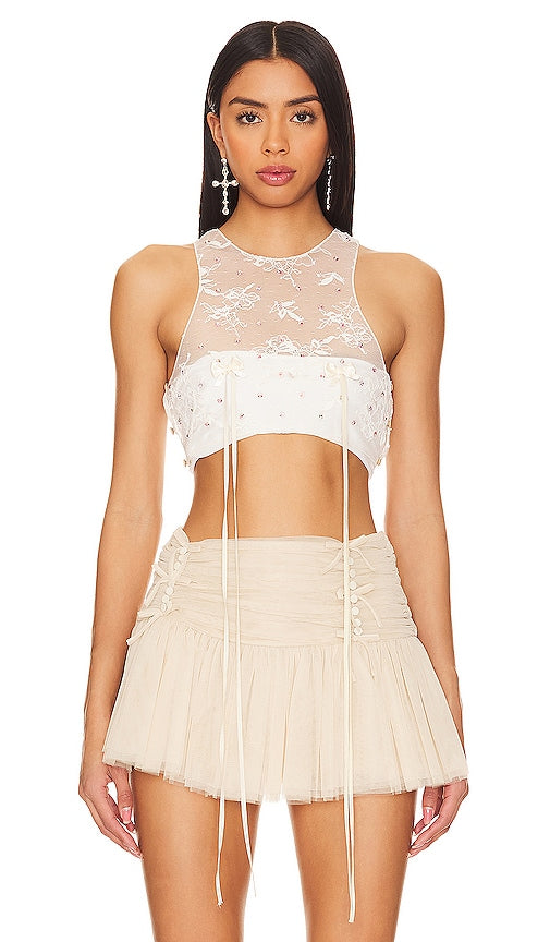 Aniye Records Crop Kayla in Cream - Aniye Records recadre Kayla en crème - Aniye 录制奶油色作物 Kayla - Aniye Records Crop Kayla in Creme - Aniye, 크림 색상의 크롭 Kayla 기록 - Aniye Records ritaglia Kayla in Cream