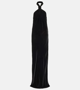 Ann Demeulemeester Halterneck velvet maxi dress