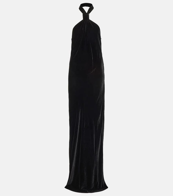 Ann Demeulemeester Halterneck velvet maxi dress