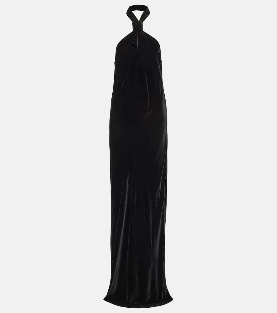 Ann Demeulemeester Halterneck velvet maxi dress