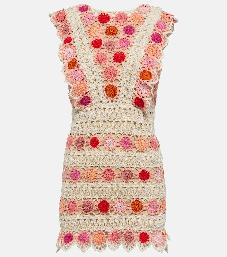 Anna Kosturova Bouquet floral cotton crochet minidress. Anna Kosturova 花束图案棉质钩针迷你连衣裙