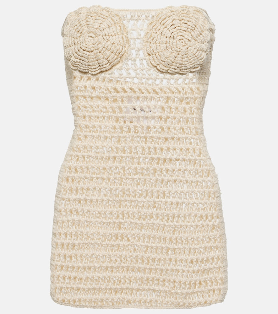 Anna Kosturova Camellia cotton crochet bustier dress. Anna Kosturova 山茶花棉质钩针胸衣连衣裙