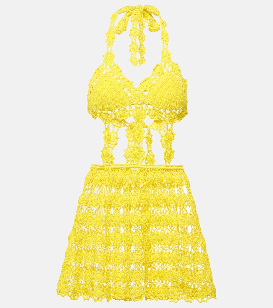 Anna Kosturova Ibiza crochet cotton minidress. Anna Kosturova 伊比沙岛钩针棉质迷你连衣裙
