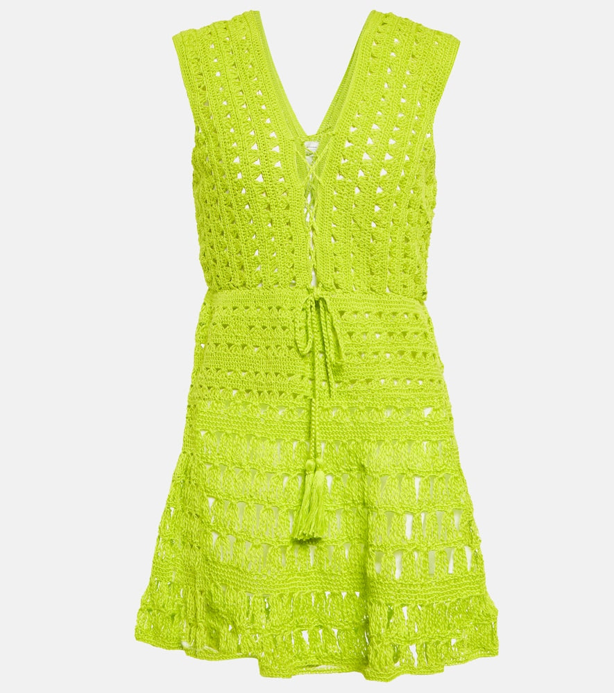 Anna Kosturova Jennifer crochet cotton minidress. Anna Kosturova Jennifer 钩编棉质迷你连衣裙