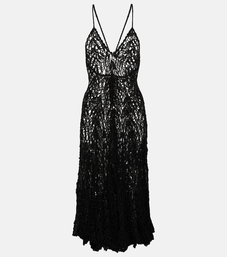 Anna Kosturova Open-knit cotton midi dress. Anna Kosturova 镂空针织棉质中长连衣裙