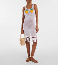 Anna Kosturova Pineapple Mesh fringed crochet cotton minidress