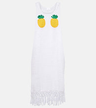 Anna Kosturova Pineapple Mesh fringed crochet cotton minidress