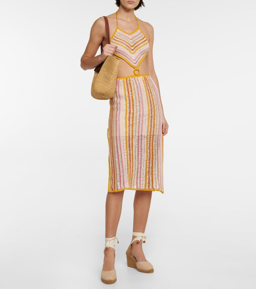 Anna Kosturova Ring halterneck crochet dress
