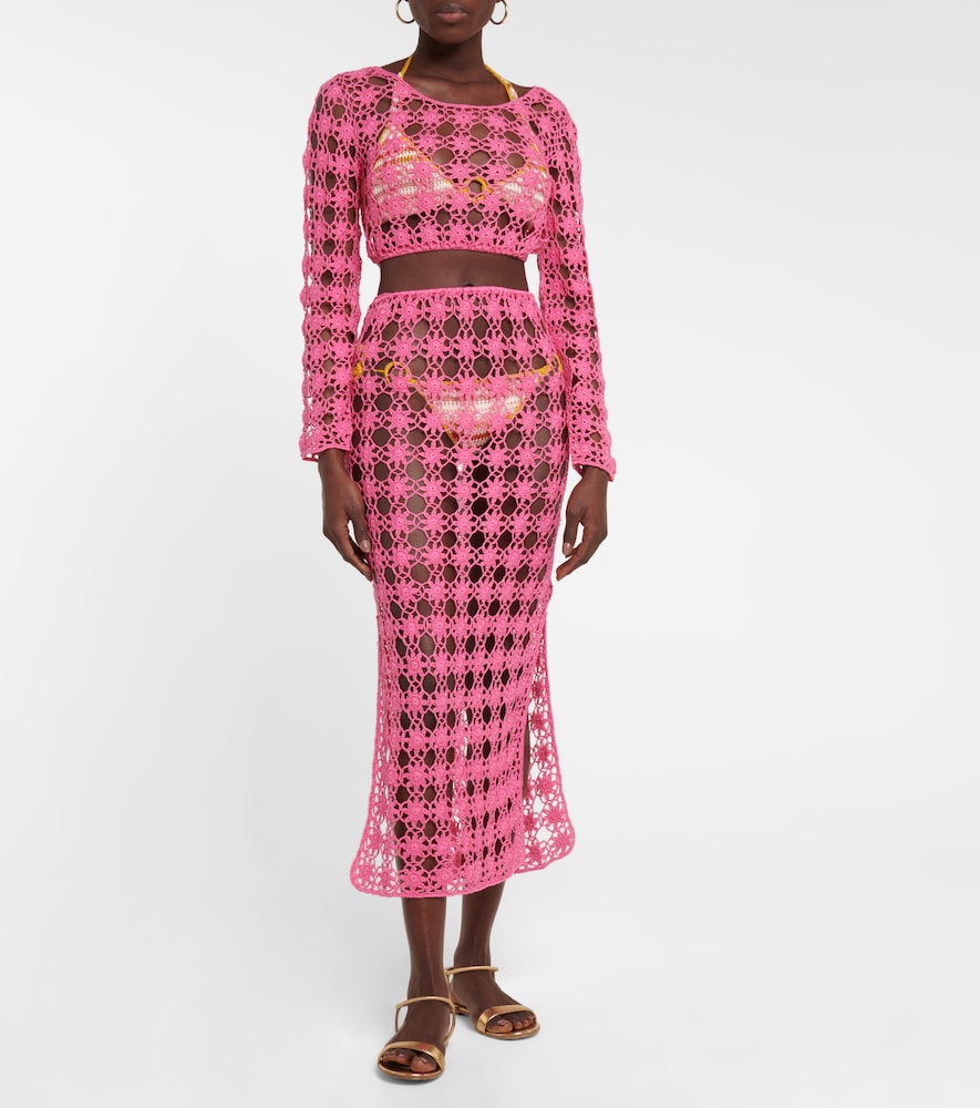Anna Kosturova Rosette crochet cotton maxi skirt