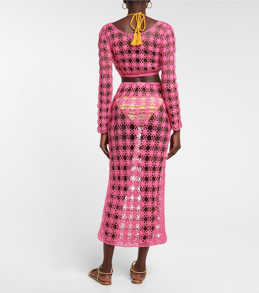 Anna Kosturova Rosette crochet cotton maxi skirt
