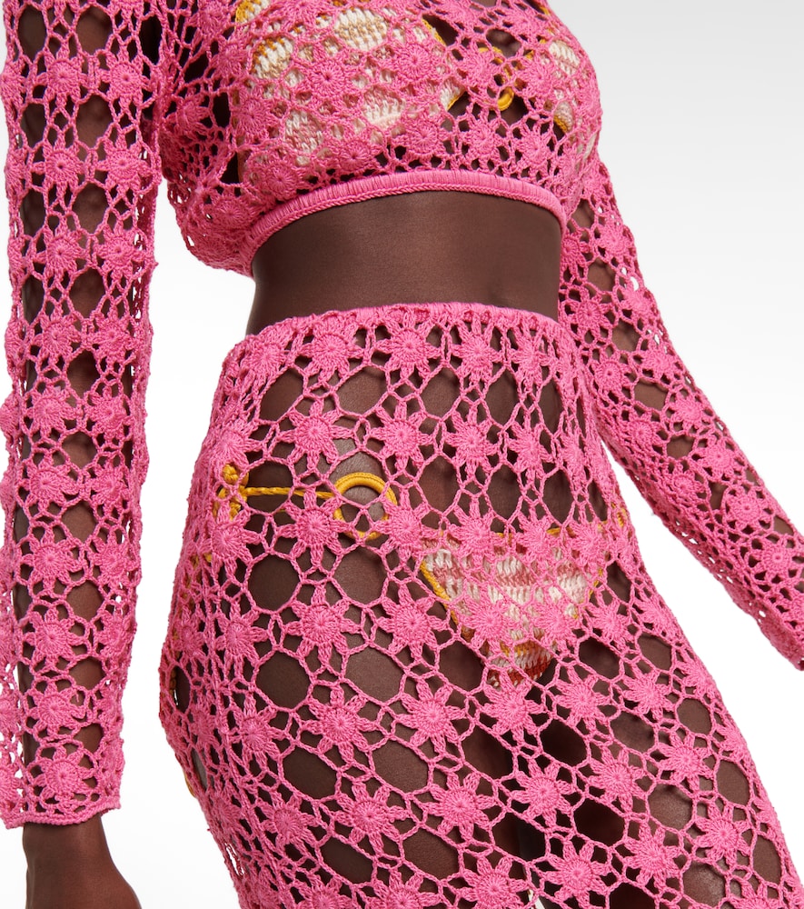 Anna Kosturova Rosette crochet cotton maxi skirt