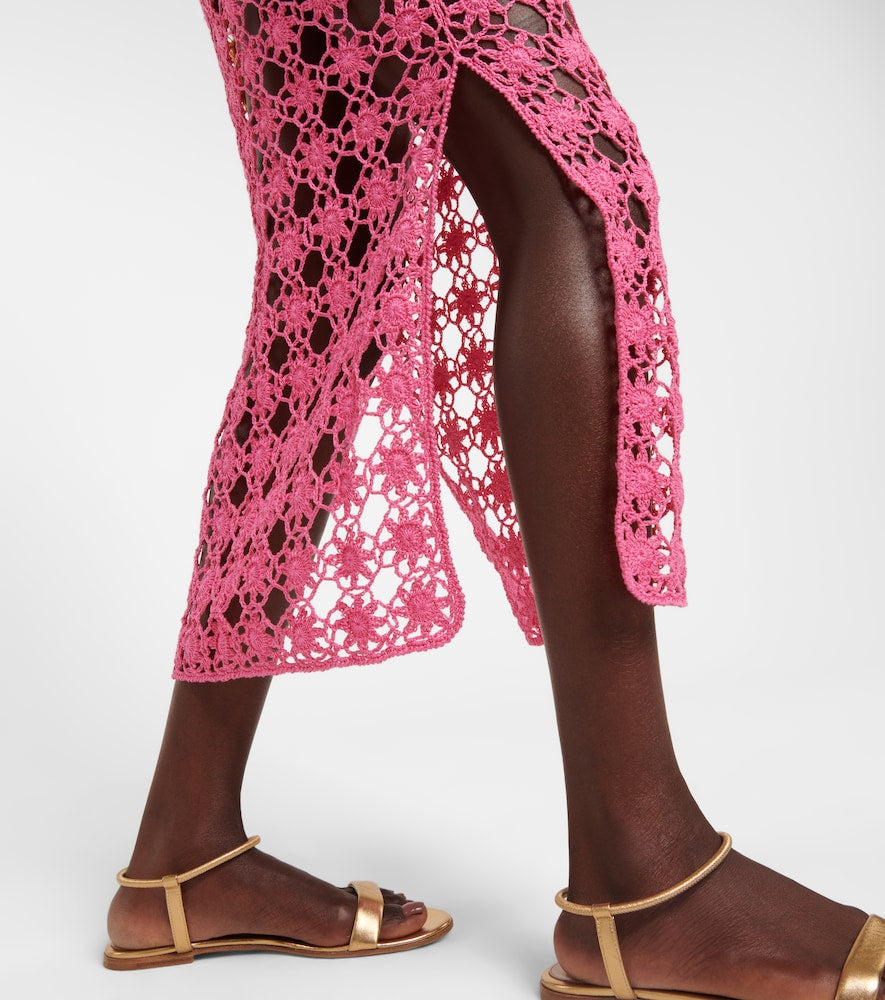 Anna Kosturova Rosette crochet cotton maxi skirt