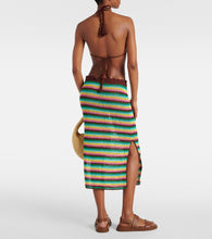 Anna Kosturova Striped crochet cotton midi skirt