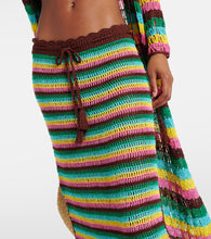 Anna Kosturova Striped crochet cotton midi skirt