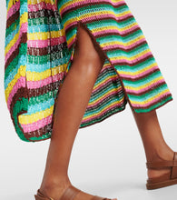 Anna Kosturova Striped crochet cotton midi skirt