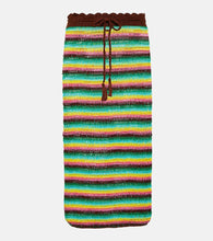 Anna Kosturova Striped crochet cotton midi skirt - Anna Kosturova 条纹钩针棉质中长裙