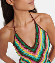 Anna Kosturova Striped crochet cotton minidress