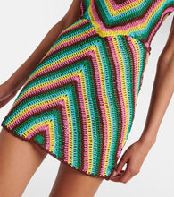 Anna Kosturova Striped crochet cotton minidress