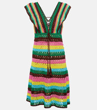 Anna Kosturova Striped crochet cotton minidress. Anna Kosturova 条纹钩针棉质迷你连衣裙