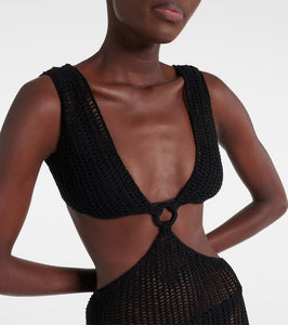 Anna Kosturova Sunset striped cotton crochet minidress