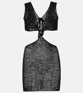 Anna Kosturova Sunset striped cotton crochet minidress