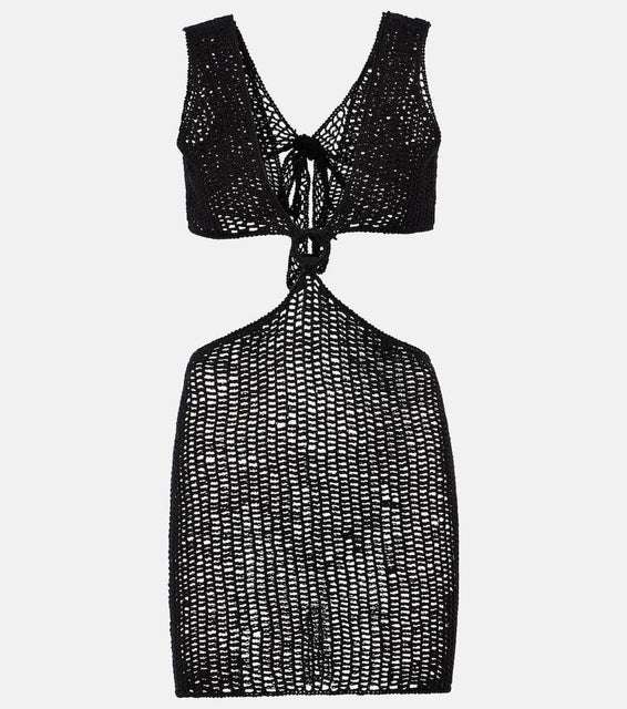 Anna Kosturova Sunset striped cotton crochet minidress