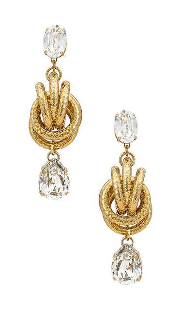 Anton Heunis Crystal Knot Earrings in Metallic Gold