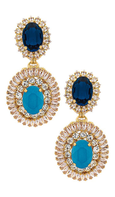 Anton Heunis Denim Blue Oval Disc Chandeliers in Blue