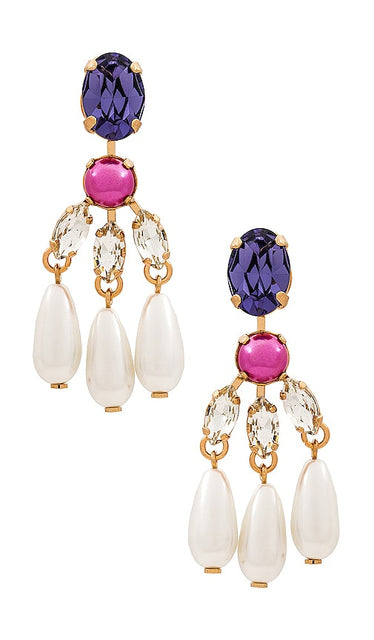 Anton Heunis Multi Color Pearl Chandelier Earrings in Ivory
