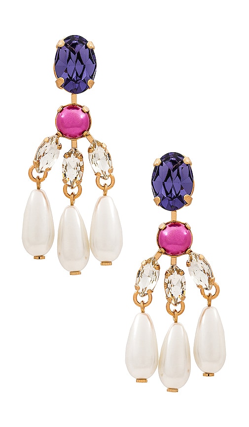 Anton Heunis Multi Color Pearl Chandelier Earrings in Ivory