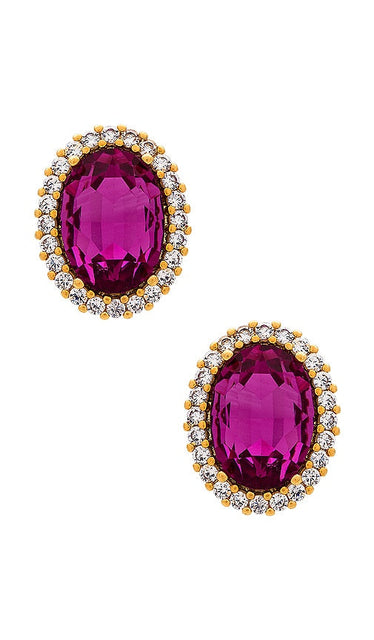 Anton Heunis Oval Studs in Fuchsia