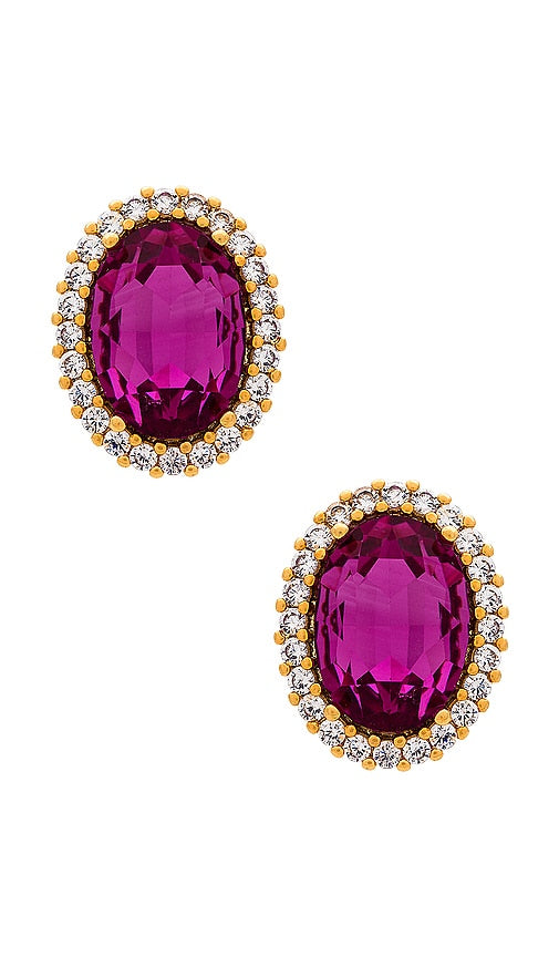 Anton Heunis Oval Studs in Fuchsia
