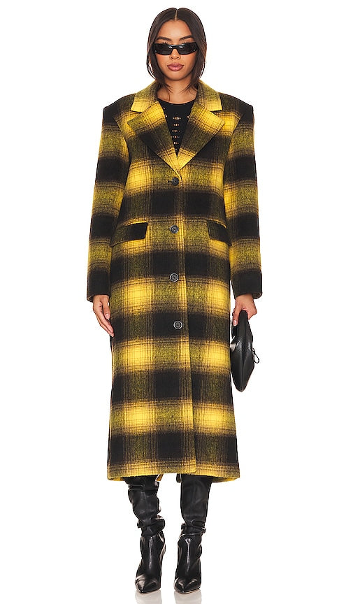 Apparis Alma Plaid Coat in Yellow